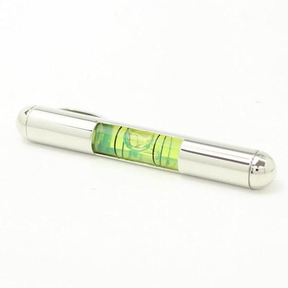 全3色機能付き・気泡がユラユラ水平器のカフス・タイピンセット(シルバー×イエロー)