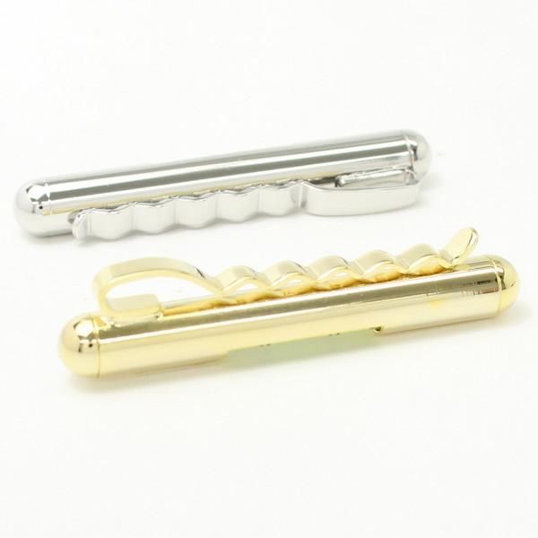 全3色機能付き・気泡がユラユラ水平器のカフス・タイピンセット(シルバー×イエロー)