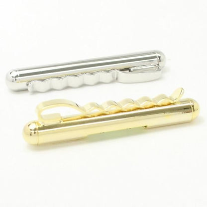 全3色機能付き・気泡がユラユラ水平器のカフス・タイピンセット(シルバー×イエロー)