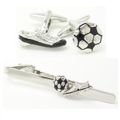 スパイクとボールのサッカーカフス・タイピンセット