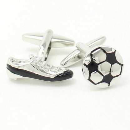 スパイクとボールのサッカーカフス・タイピンセット
