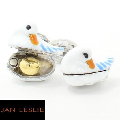 【JanLeslie】黄金の卵を秘めたアヒルのカフス(カフリンクス/カフスボタン)