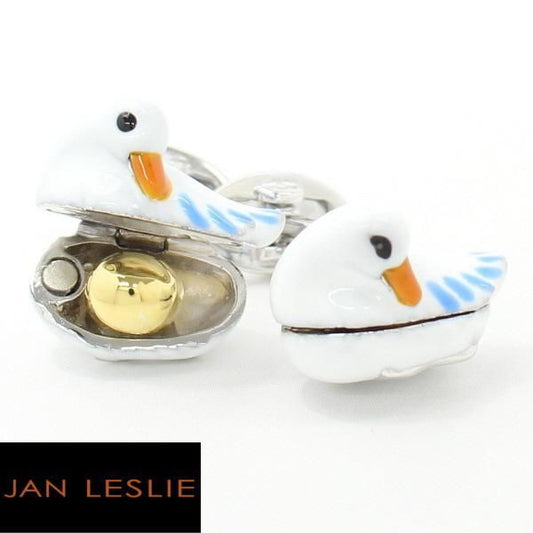 【JanLeslie】黄金の卵を秘めたアヒルのカフス(カフリンクス/カフスボタン)