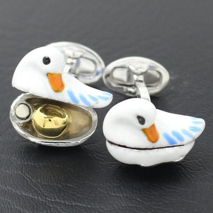 【JanLeslie】黄金の卵を秘めたアヒルのカフス(カフリンクス/カフスボタン)