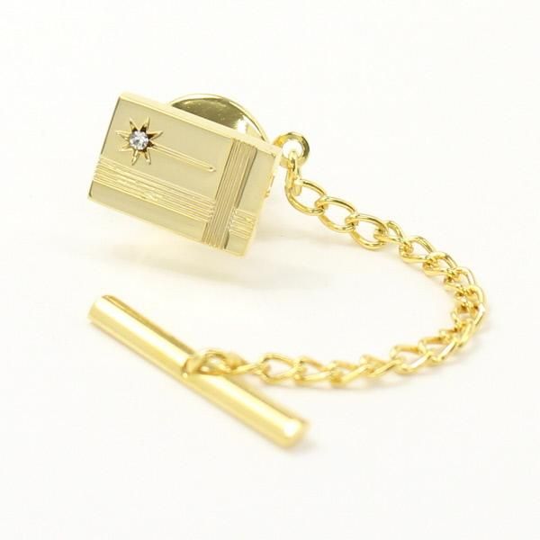 全2色・キラッと輝く一粒ストーンのタイタック(ピンブローチ)