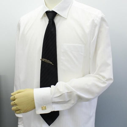 全2色・一粒ストーンとフェザー・羽根のチェーン付タイピン(ネクタイピン)