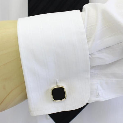 全3種×2色・天然石×貝のスクウェア・カフスセット(タイピンセット)