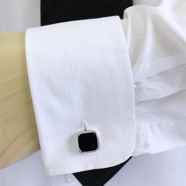 全3種×2色・天然石×貝のスクウェア・カフスセット(タイピンセット)