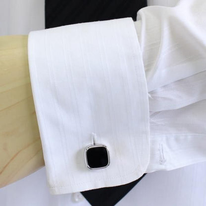 全3種×2色・天然石×貝のスクウェア・カフスセット(タイピンセット)