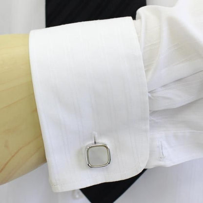 全3種×2色・天然石×貝のスクウェア・カフスセット(タイピンセット)