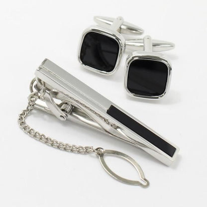 全3種×2色・天然石×貝のスクウェア・カフスセット(タイピンセット)