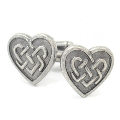 マットシルバー・燻銀風・ハートのカフス(カフリンクス/カフスボタン)