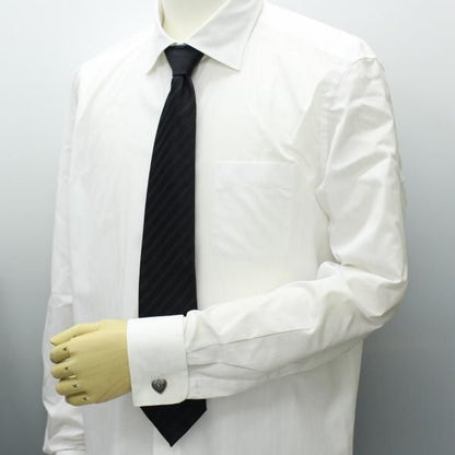 マットシルバー・燻銀風・ハートのカフス(カフリンクス/カフスボタン)