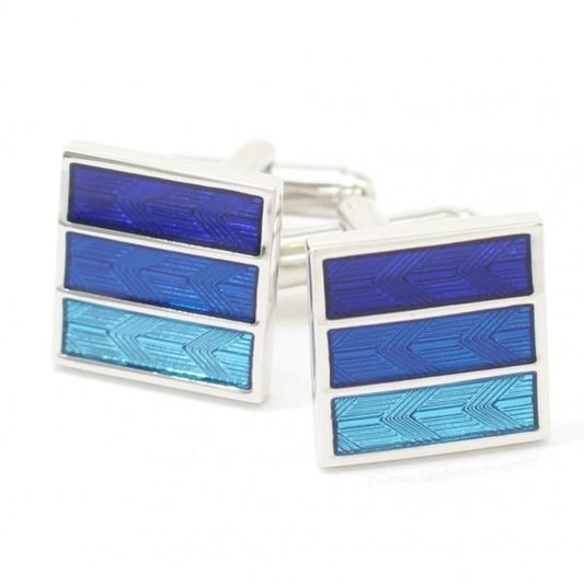 ブルーグラデーションラインの爽やかなカフス(カフリンクス/カフスボタン)