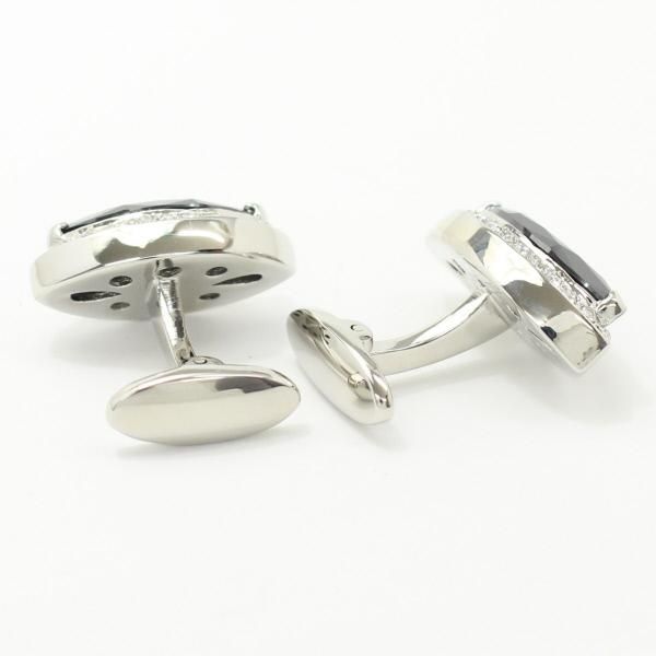 ゴージャスなダイヤ型ブラック・クリアストーンのカフス(カフリンクス/カフスボタン)