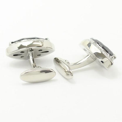 ゴージャスなダイヤ型ブラック・クリアストーンのカフス(カフリンクス/カフスボタン)