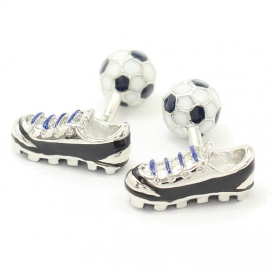 シュートを決めて!サッカーボールとスパイクのカフス(カフリンクス/カフスボタン)