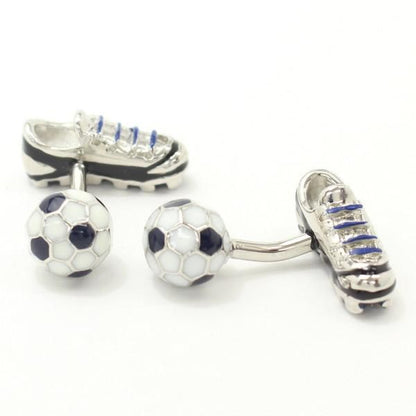 シュートを決めて!サッカーボールとスパイクのカフス(カフリンクス/カフスボタン)
