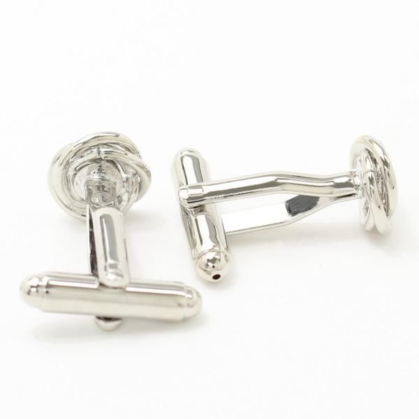 ラウンドシルバーライン・キラキラストーンのカフス(カフリンクス/カフスボタン)