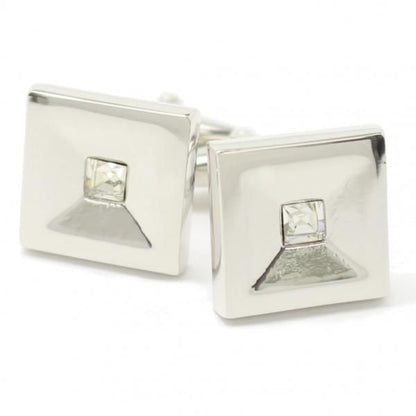 一粒ストーン・シルバーのスクエアのカフス(カフリンクス/カフスボタン)