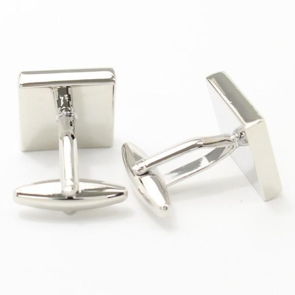 一粒ストーン・シルバーのスクエアのカフス(カフリンクス/カフスボタン)
