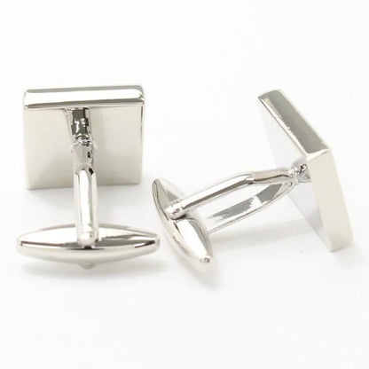 一粒ストーン・シルバーのスクエアのカフス(カフリンクス/カフスボタン)