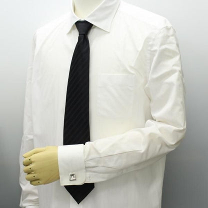 一粒ストーン・シルバーのスクエアのカフス(カフリンクス/カフスボタン)