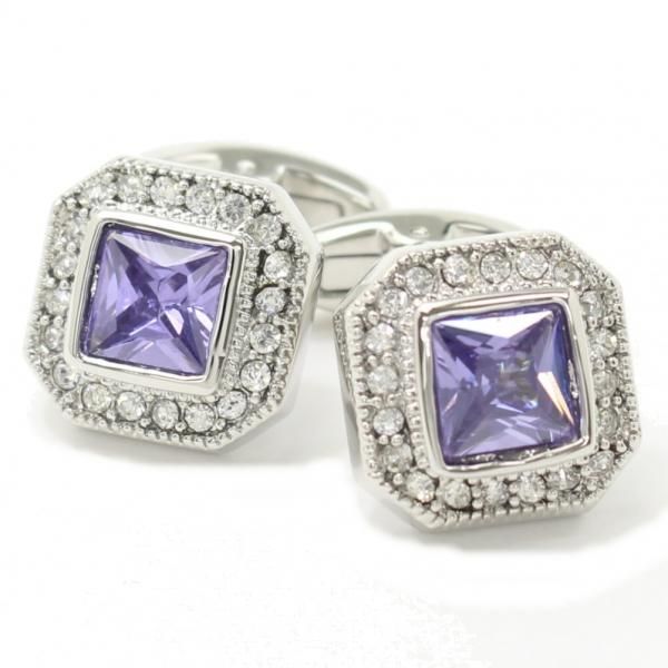 パープル・キラキラストーンがゴージャスなカフス(カフリンクス/カフスボタン)