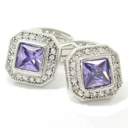 パープル・キラキラストーンがゴージャスなカフス(カフリンクス/カフスボタン)