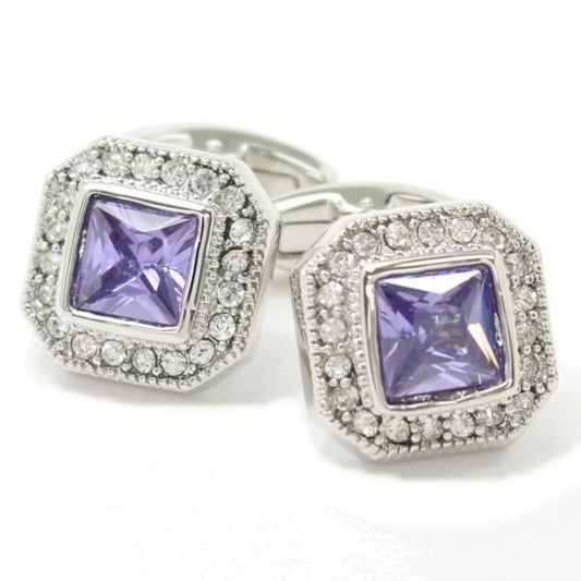 パープル・キラキラストーンがゴージャスなカフス(カフリンクス/カフスボタン)