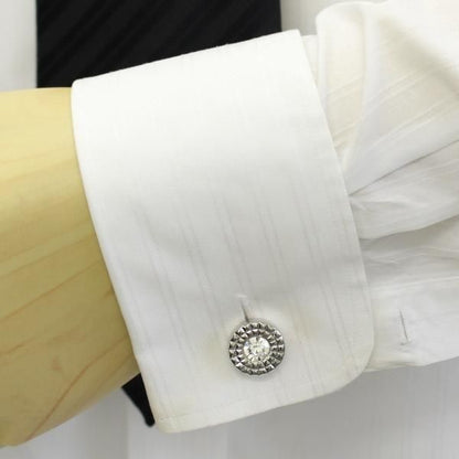 ラウンド・クリアストーン・ダイヤカットの荘麗なカフス(カフリンクス/カフスボタン)