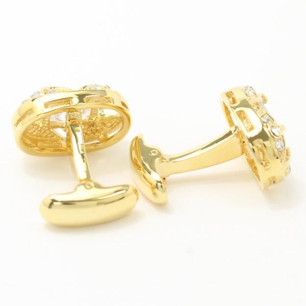オーバル・ゴールドとクリアストーンが華麗なカフス(カフリンクス/カフスボタン)