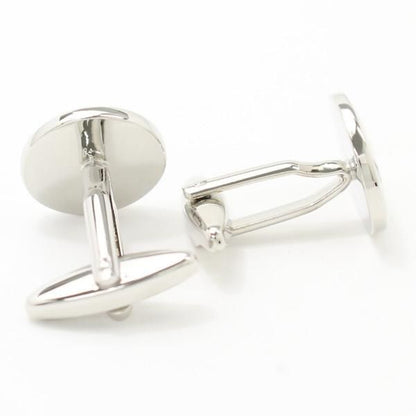 ブラック×ホワイトライン・ラウンドカフス(カフリンクス/カフスボタン)