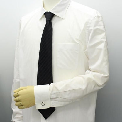 ブラック×ホワイトライン・ラウンドカフス(カフリンクス/カフスボタン)