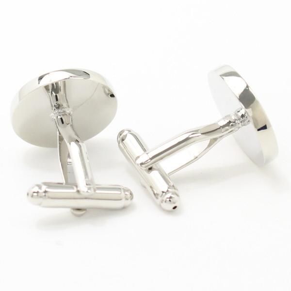 フルールドリス・ブラック×ホワイトのラウンドカフス(カフリンクス/カフスボタン)