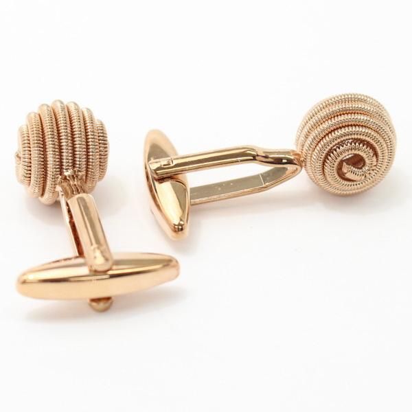 ピンクゴールドのラウンドバネのデザインカフス(カフリンクス/カフスボタン)