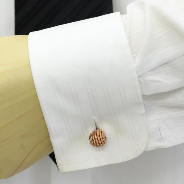 ピンクゴールドのラウンドバネのデザインカフス(カフリンクス/カフスボタン)