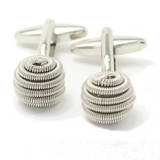 シルバーのラウンドバネのデザインカフス(カフリンクス/カフスボタン)