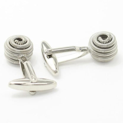 シルバーのラウンドバネのデザインカフス(カフリンクス/カフスボタン)