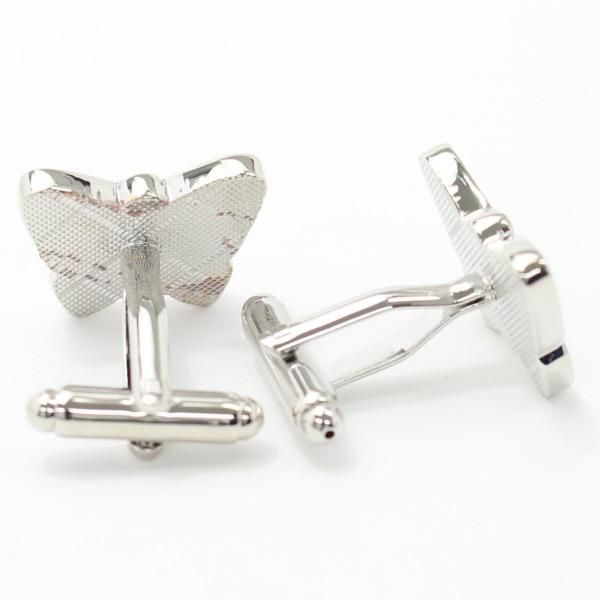 ピンクパープル・バタフライ・キラキラ蝶々のカフス(カフリンクス/カフスボタン)