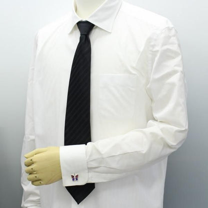 ピンクパープル・バタフライ・キラキラ蝶々のカフス(カフリンクス/カフスボタン)