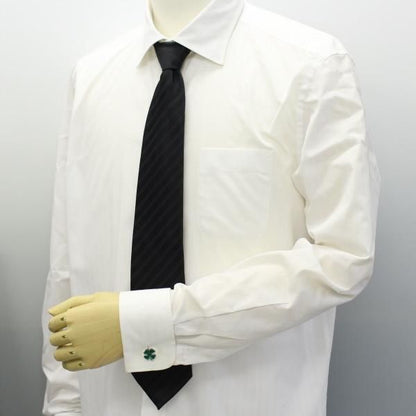 透けるグリーンがきれいな四葉・クローバーのカフス(カフリンクス/カフスボタン)