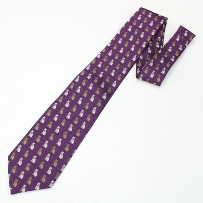 全3色・パープル・おしゃれ猫の西陣織ネクタイ