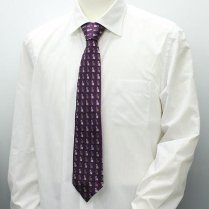 全3色・パープル・おしゃれ猫の西陣織ネクタイ