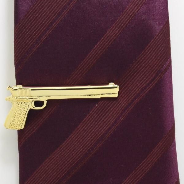 ハートを狙い撃ちピストル銃のタイピン(ネクタイピン)