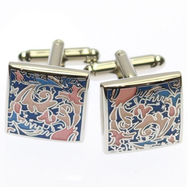 ブルー×ピンク・エキゾチックでカラフルなカフス(カフリンクス/カフスボタン)