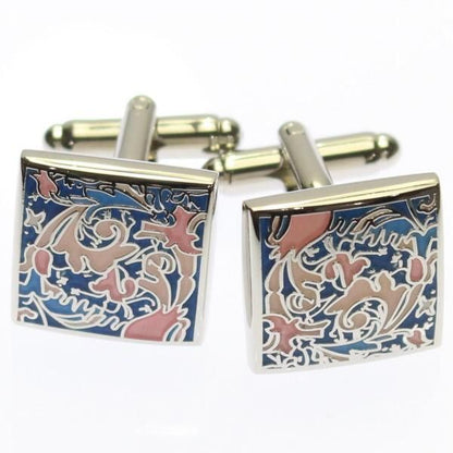 ブルー×ピンク・エキゾチックでカラフルなカフス(カフリンクス/カフスボタン)