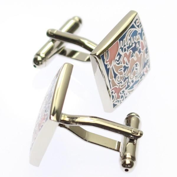 ブルー×ピンク・エキゾチックでカラフルなカフス(カフリンクス/カフスボタン)