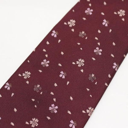 【富士桜工房】ワイン・桜吹雪・日本製シルクジャカードの和風ネクタイ