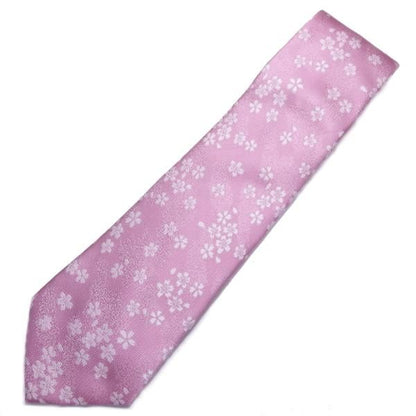 【富士桜工房】桜色・桜花・日本製シルクジャカードの和風ネクタイ